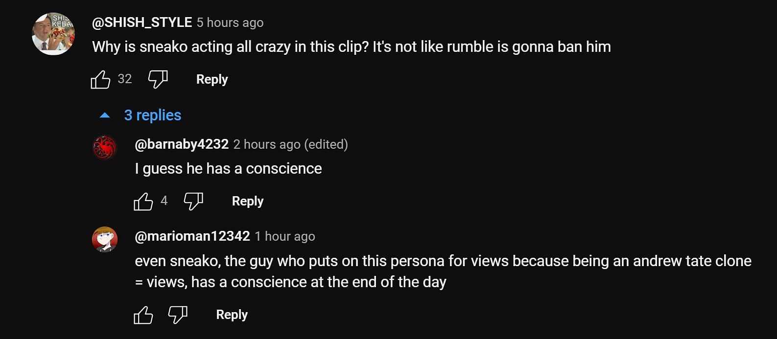 Online community discussing Sneako&#039;s viral clip 2/4 (Image via YouTube)