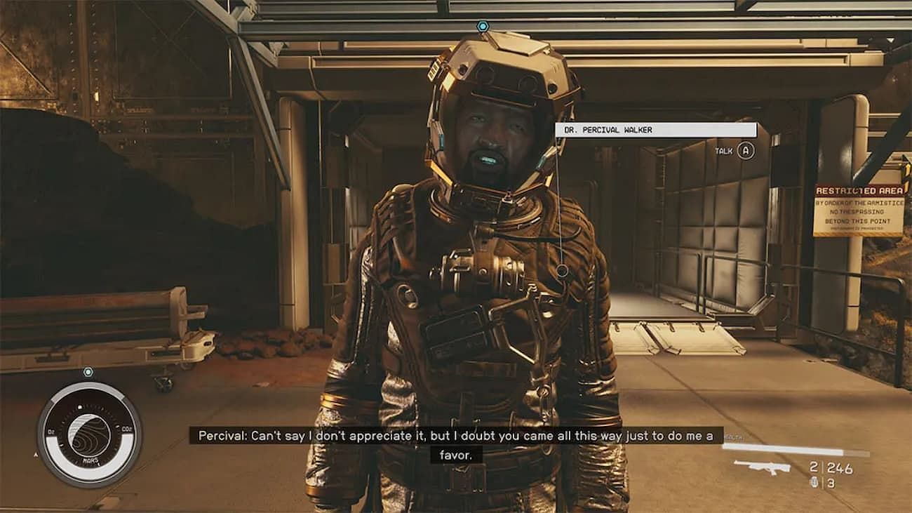 Players will need to aid Dr. Percival Walker in this Starfield mission (Image via Bethesda)