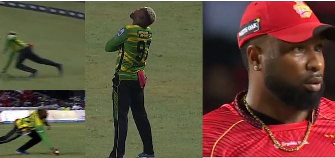 [Watch] Fabian Allen pulls off sensational one-handed catch to stun Kieron Pollard in the TKR-JT CPL 2023 clash