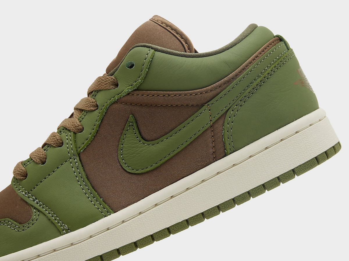 Side view of Nike Air Jordan 1 Low SE &ldquo;Brown Kelp/Sky J Light Olive&rdquo; Sneakers (Image via Twitter/@uptod4te)