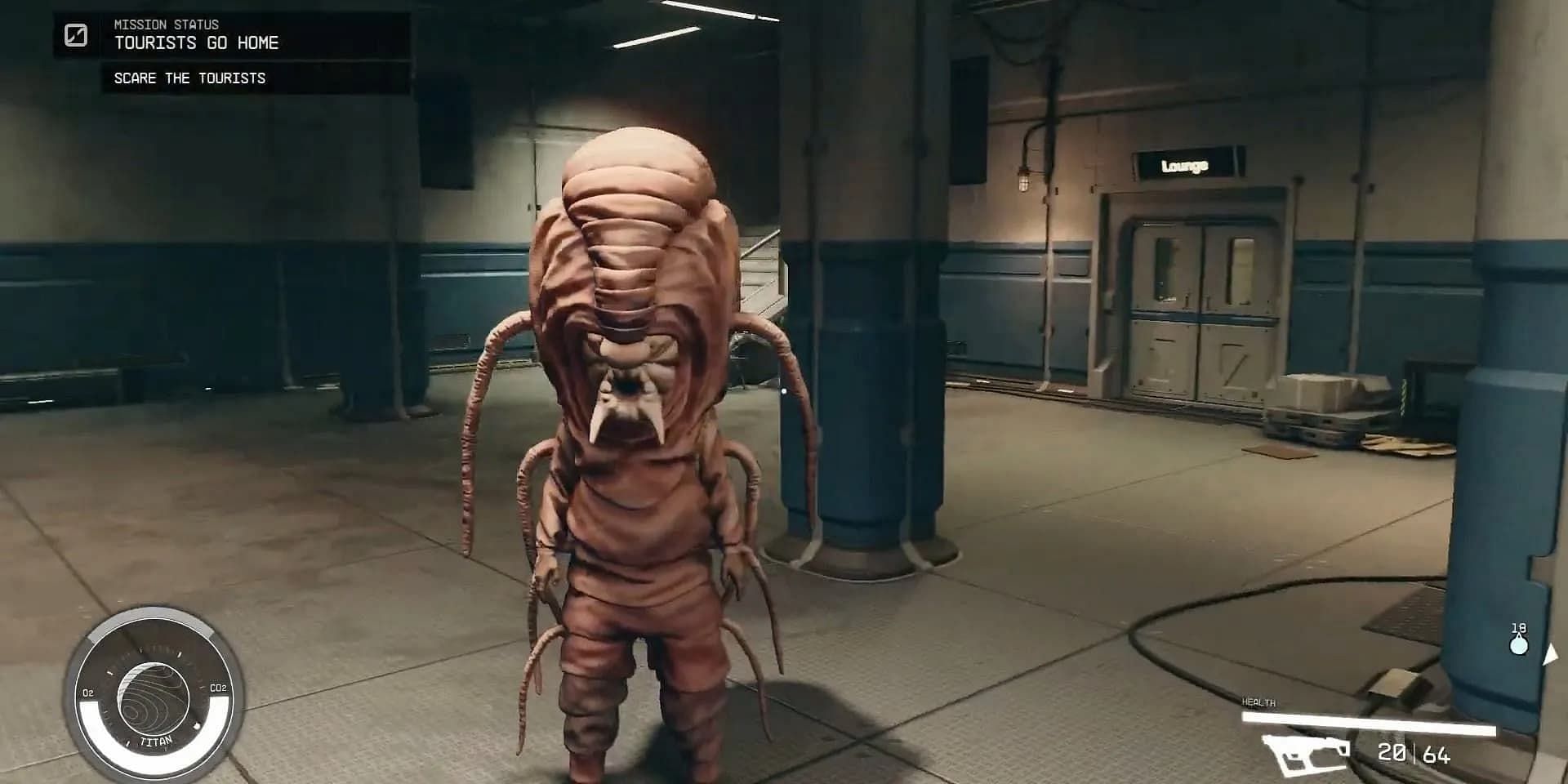 The Monster Armor is used to scare tourists away in one of Starfield&#039;s missions (Image via Bethesda)