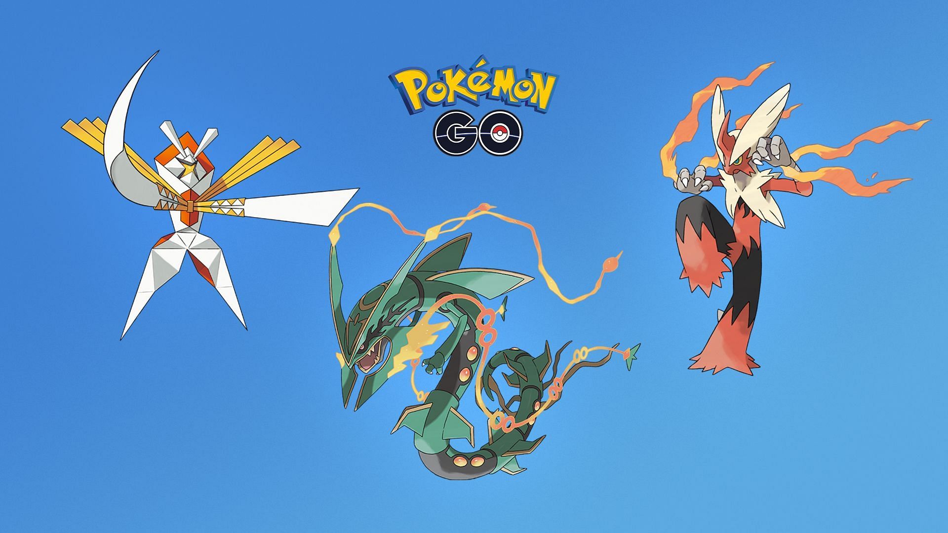 Kartana, Mega Rayquaza, and Mega Blaziken in Pokemon GO (Image via Sportskeeda)