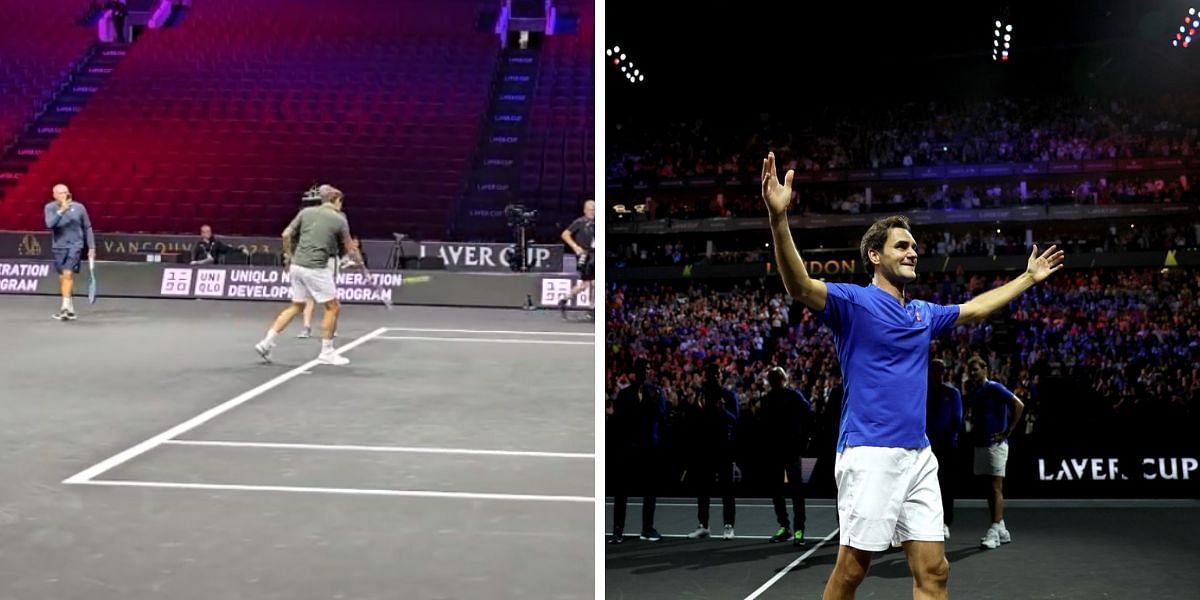 Roger Federer takes court at Laver Cup 2023