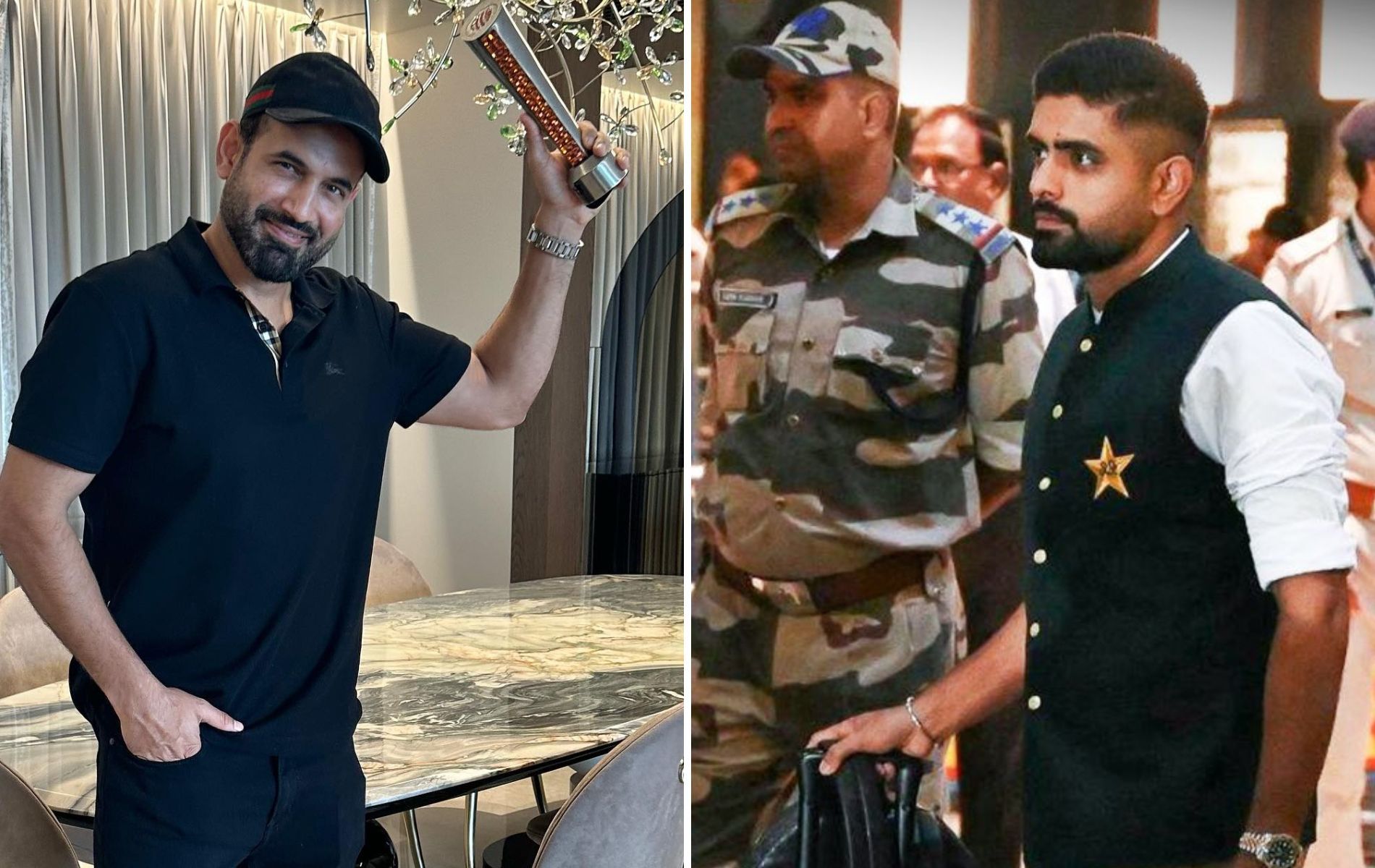 Irfan Pathan (L) and Babar Azam (R). (Pics: X)