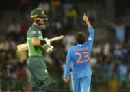 Kuldeep Yadav celebrates the wicket of Faheem Ashraf. (Pic: AP Photo/Eranga Jayawardena)