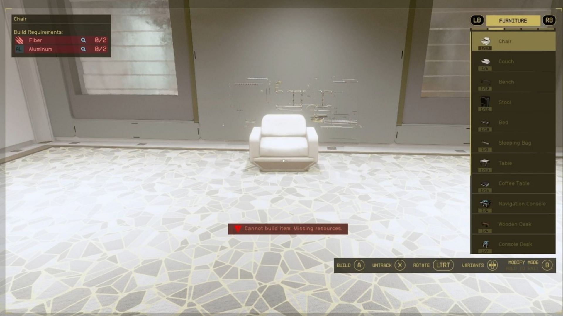 There is a wide list of furniture to choose from for decoration (Image via Bethesda)