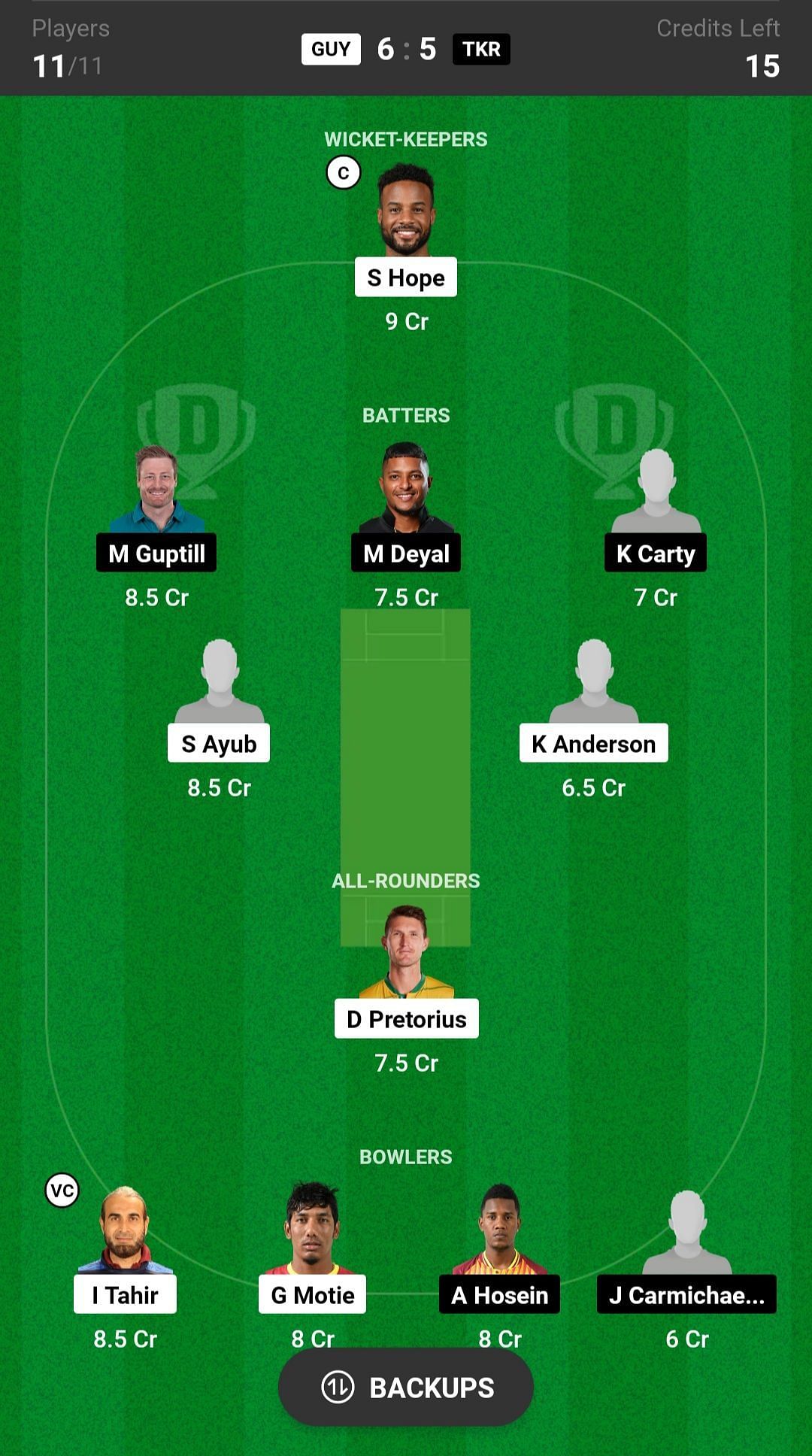 GUY vs TKR Dream11 Prediction: Fantasy Cricket Tips, Today's Playing 11 ...