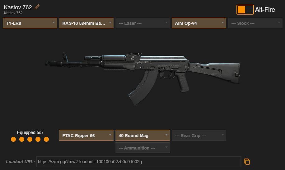 Kastov 762 loadout (Image via sym.gg)