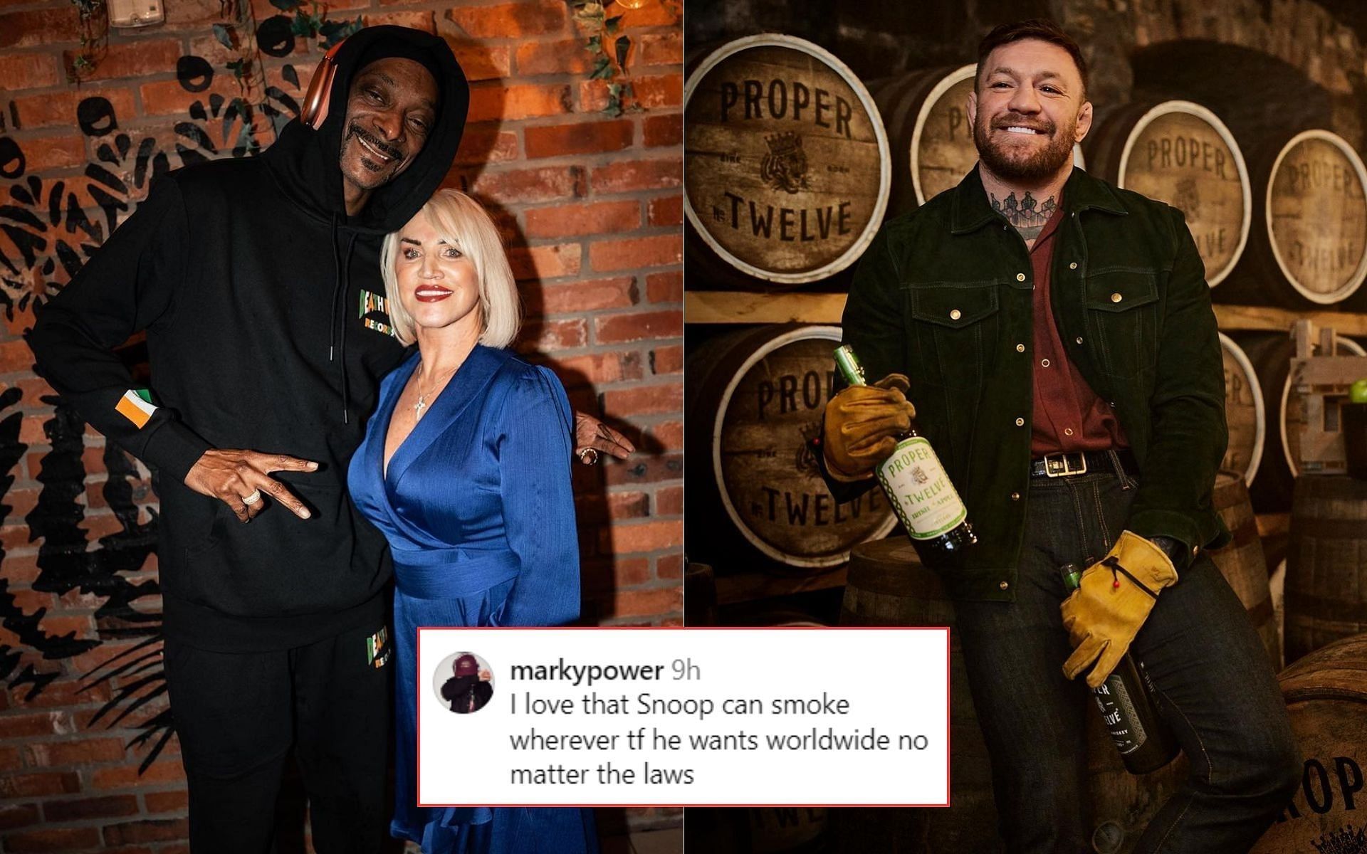 Snoop Dogg and Margaret McGregor (left) Conor McGregor (right) [Image courtesy @thenotoriousmma on Instagram]