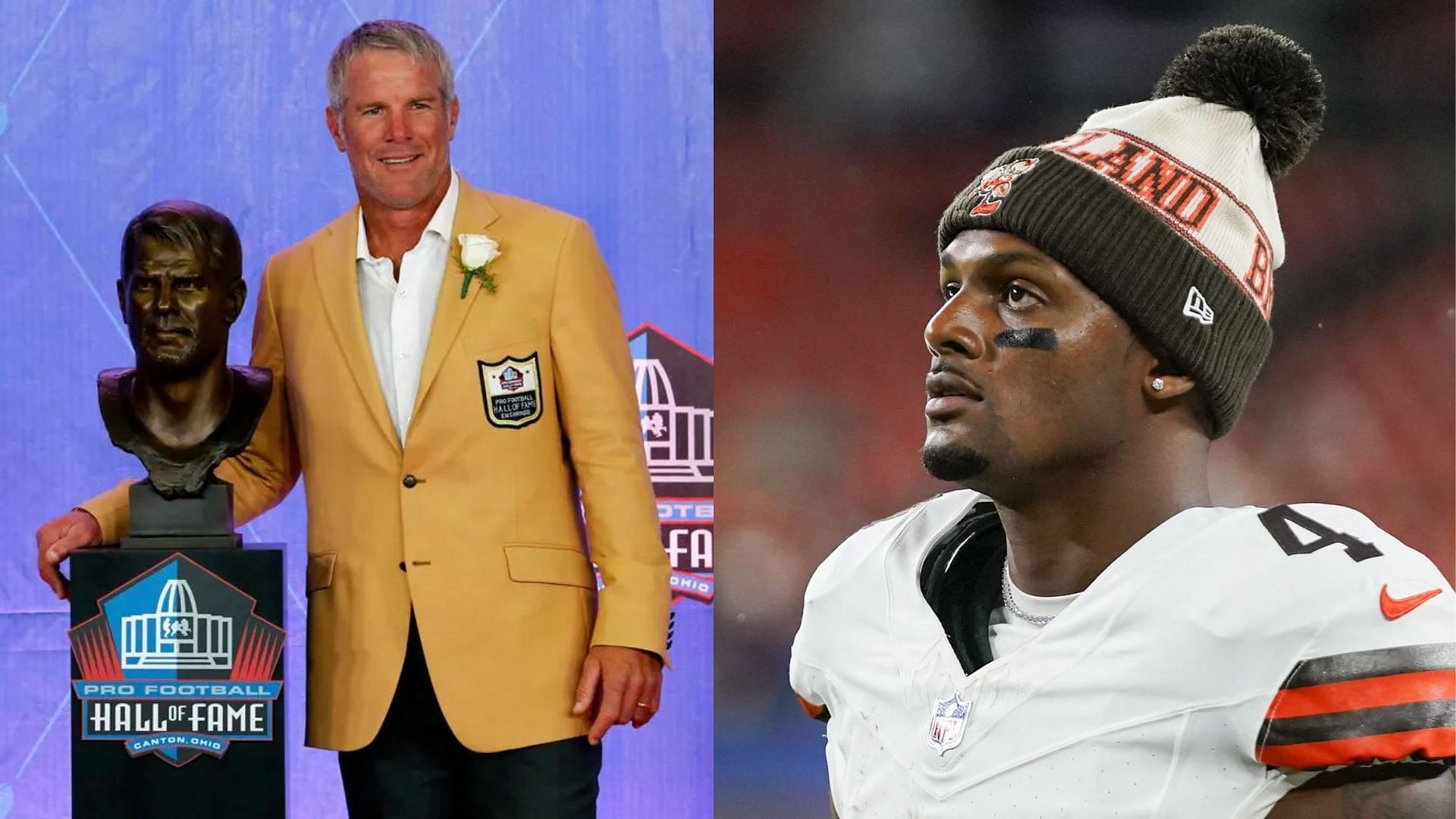 rett Favre (L) believes Browns could pull the plug on $230 million Deshaun Watson experiment