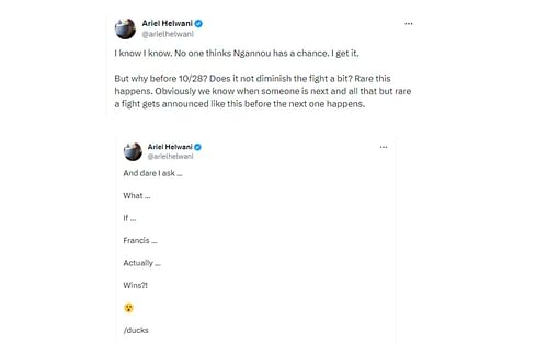 Ariel Helwani's tweets regarding Fury vs. Usyk announcement