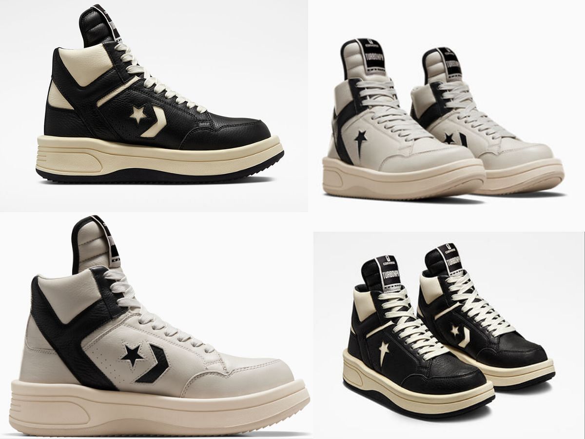 The upcoming Converse x DRKSHDW &quot;Turbowpn&quot; sneakers come clad in black and white hue (Image via Sportskeeda)