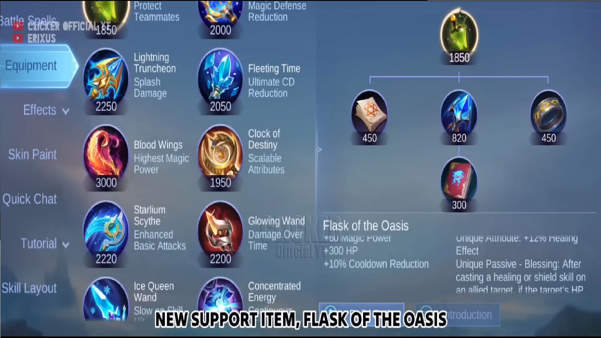 New Flask of the Oasis item (Image via YouTube/Clicker Official YT)