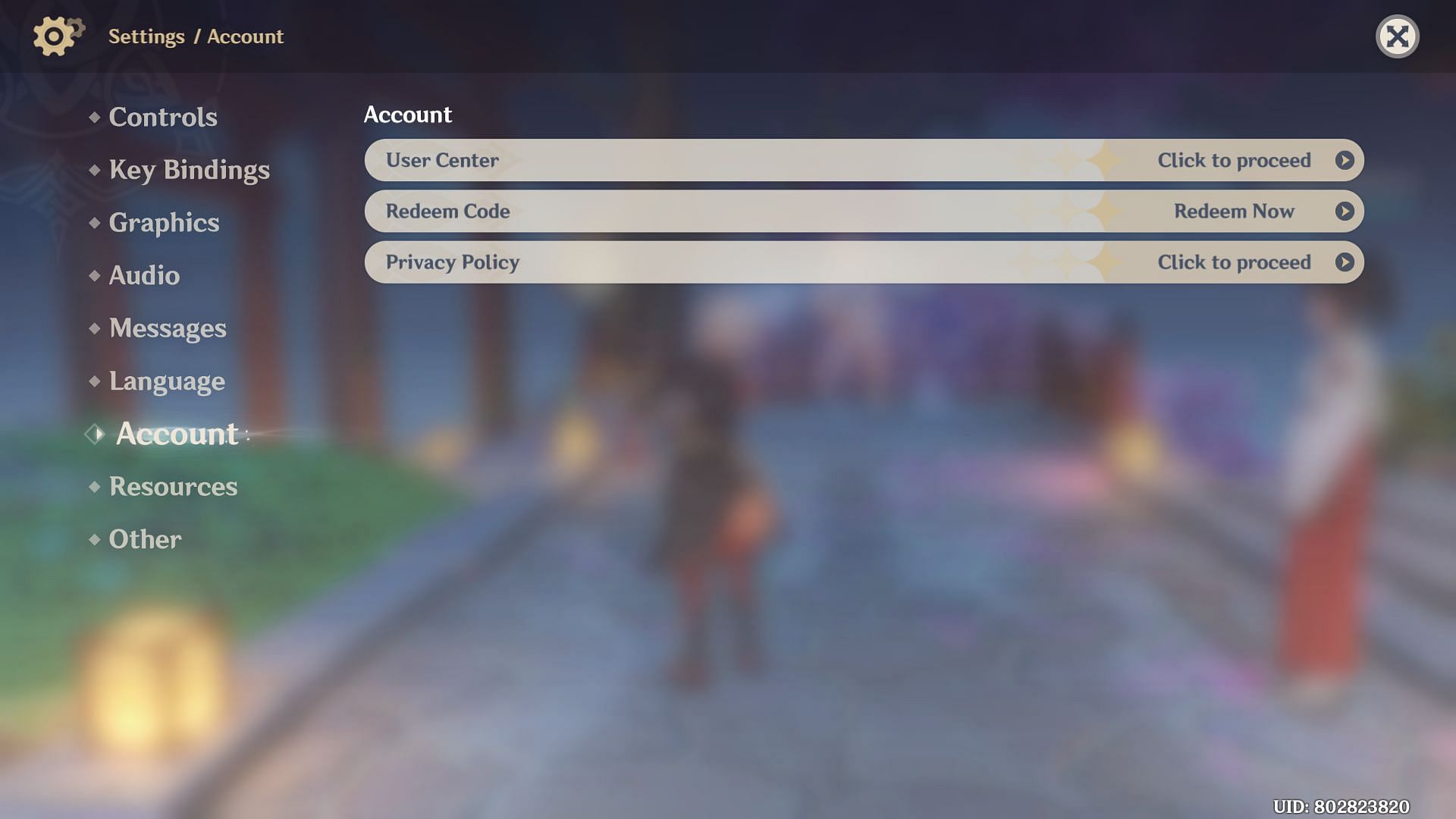 Accounts tab (Image via Genshin Impact)