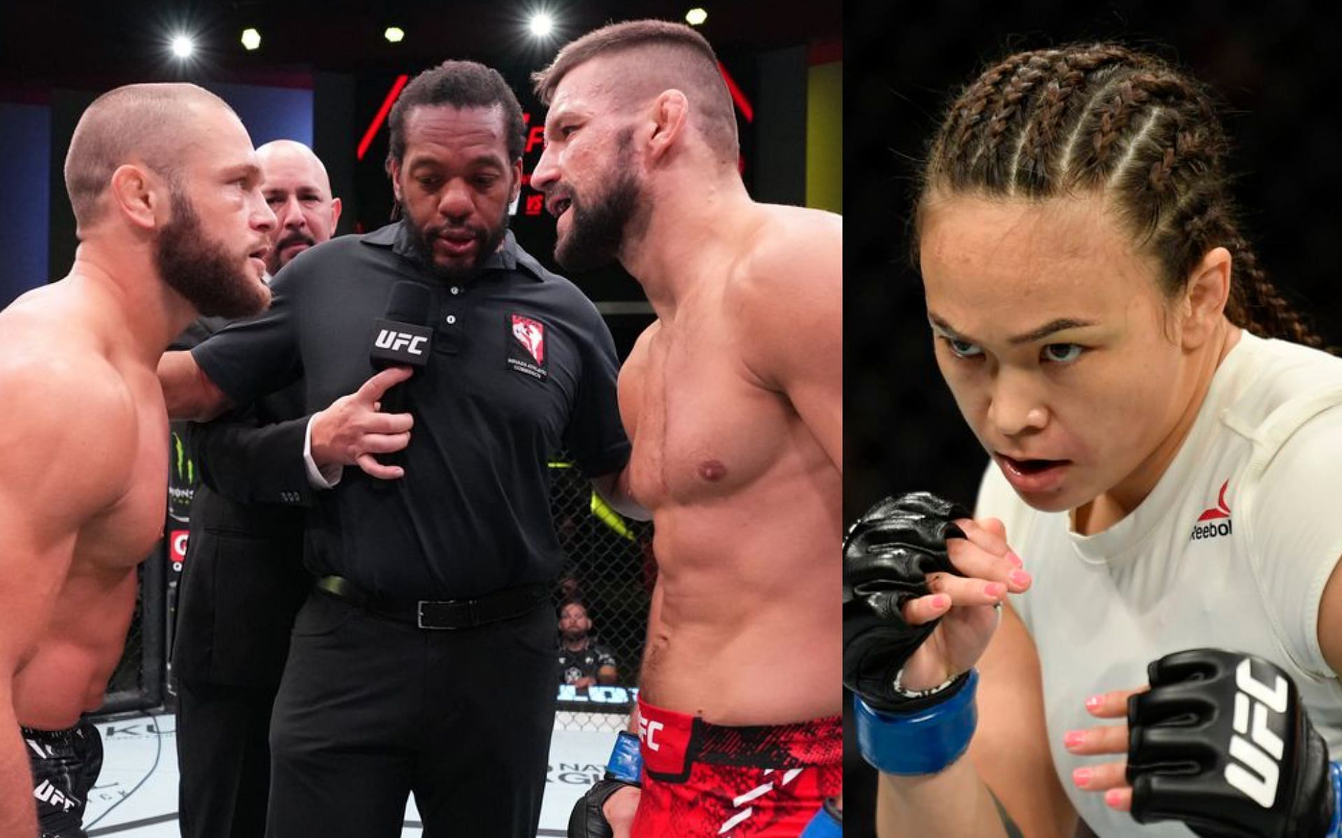 Rafael Fiziev vs Mateusz Gamrot (left) and Michelle Waterson (right). [via Getty Images]