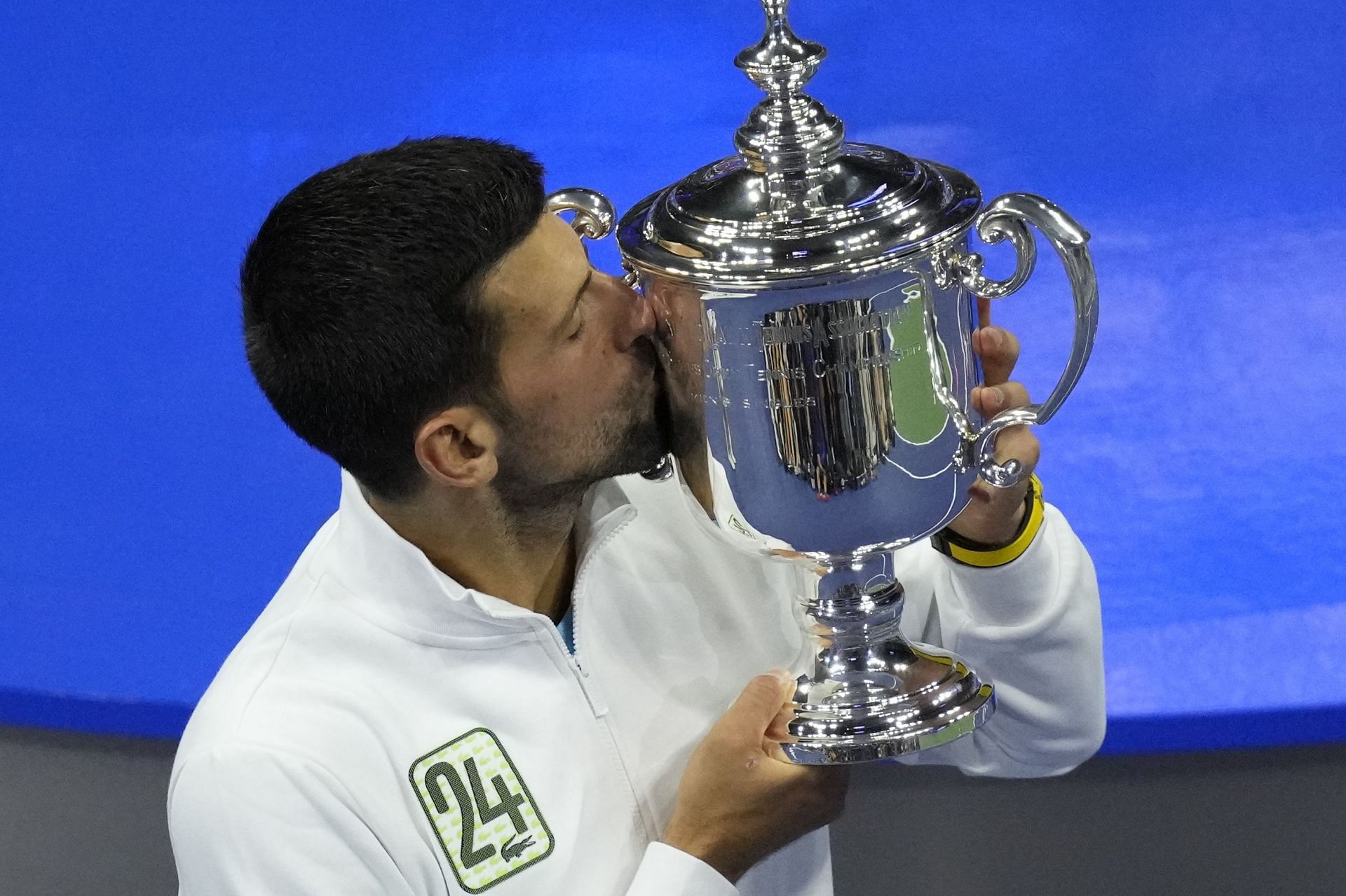 The Serb with the 2023 US Open trophy