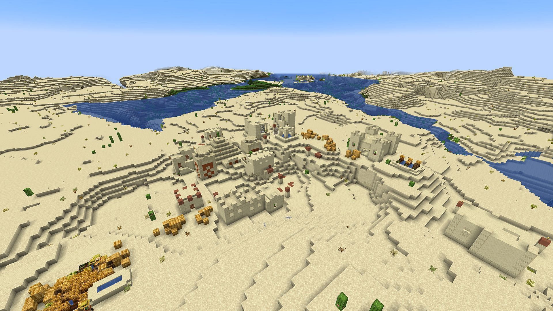 A highly-populated desert biome like this should be a great starting point in Minecraft (Image via Fortunehoe/Reddit)
