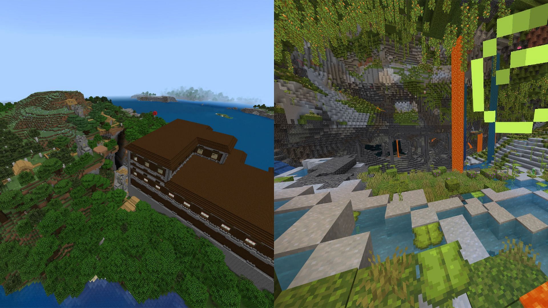 The headquarters of hostility sits on a beautiful lush cave in Minecraft (Image via Mojang)