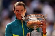 The Spaniard pictured with his 14th Roland-Garros trophy