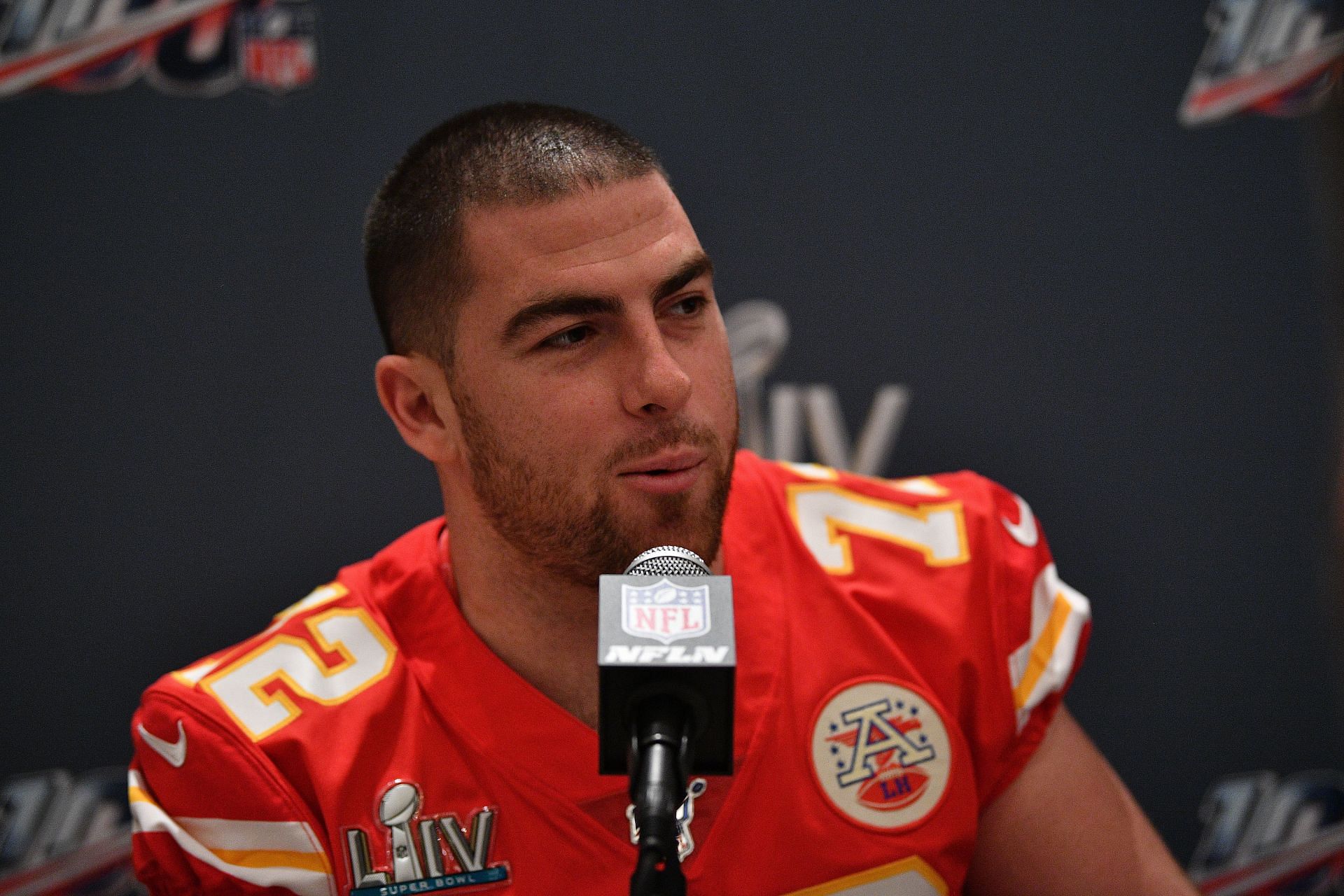 Eric Fisher speaking before Super Bowl LIV