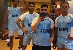 Team India players pose together in Hangzhou at the Asian Games