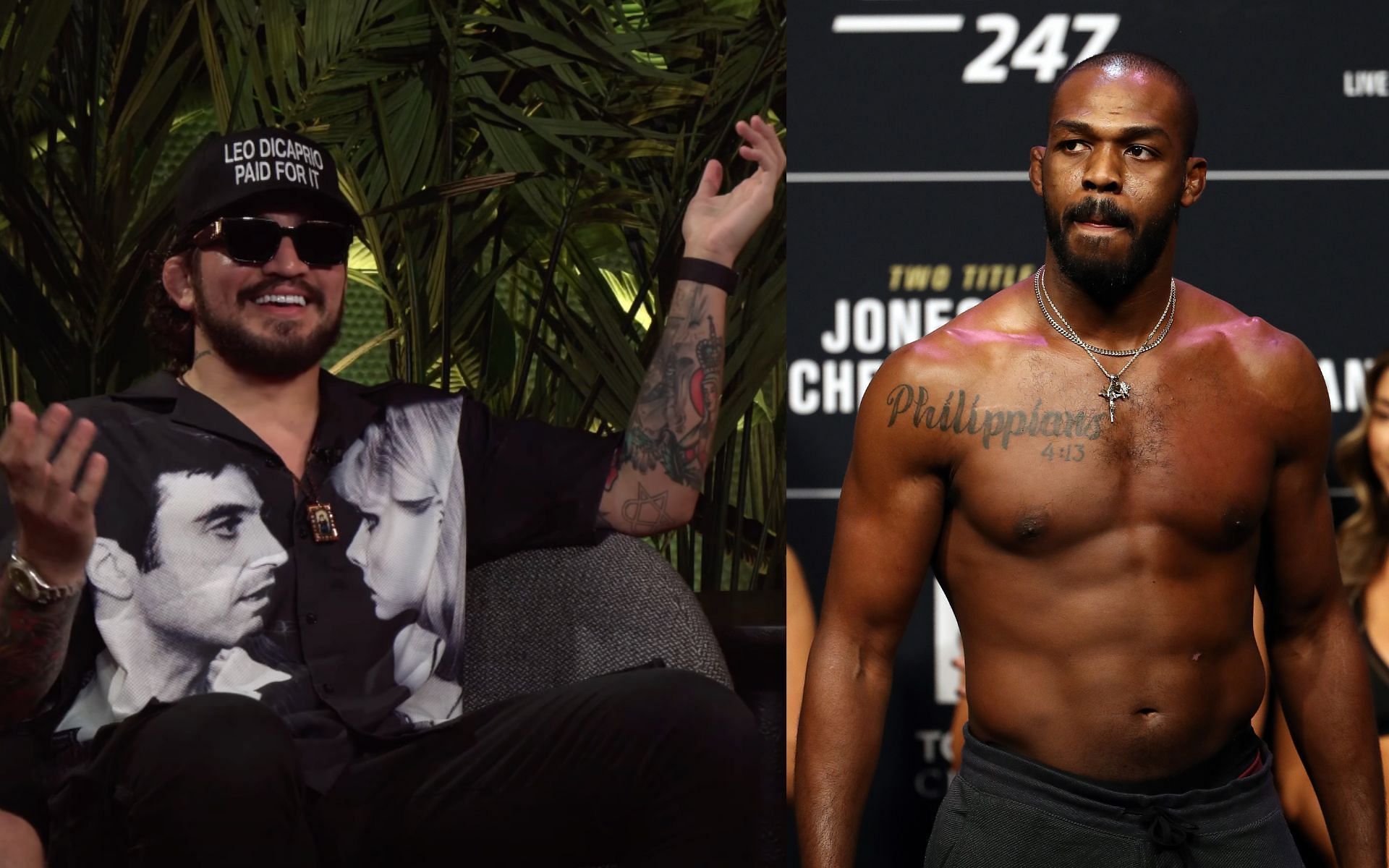 Dillon Danis and Jon Jones. [via Getty Images and YouTube FLAGRANT]
