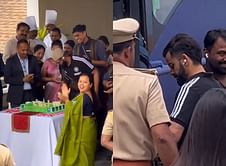 [Watch] Team India players cut cake in Thiruvananthapuram before leaving for Chennai ahead of their opening World Cup match vs Australia