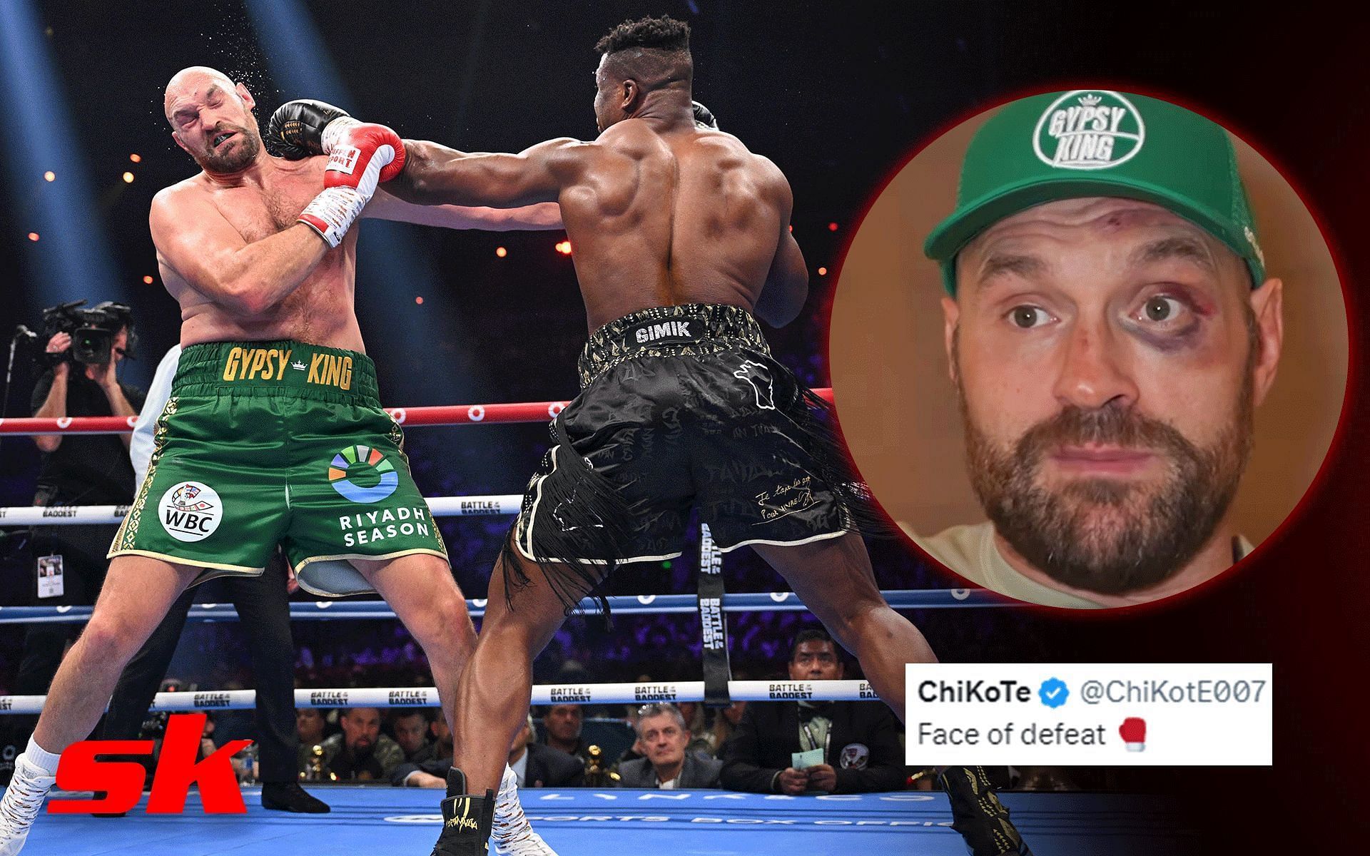 Tyson Fury and Francis Ngannou (left) Tyson Fury (right) [Image courtesy @tysonfury on Instagram @Getty images]