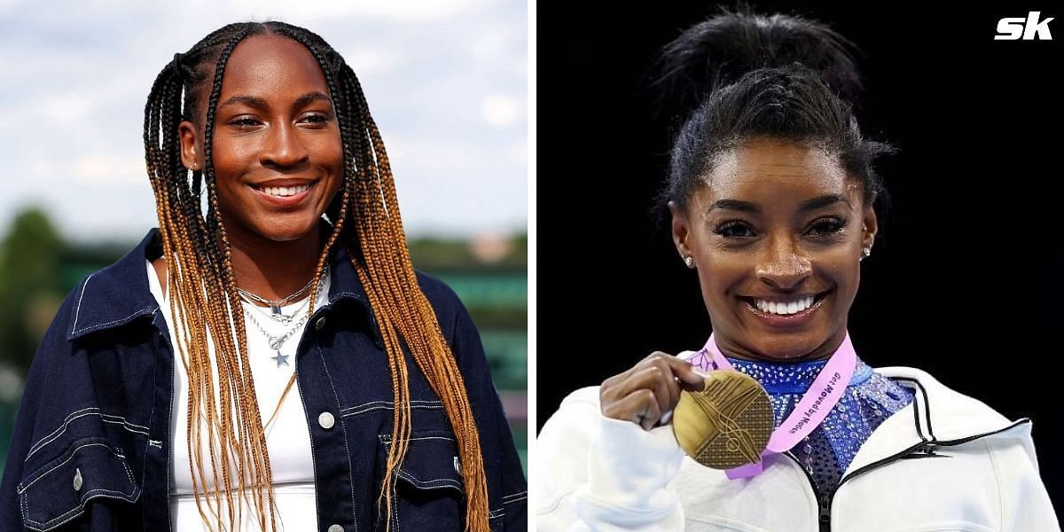 Coco Gauff (L) and Simone Biles (R)