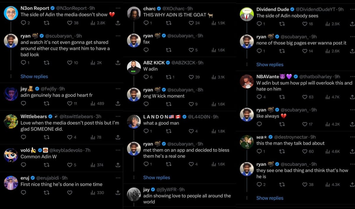 “The side of Adin nobody sees” - Adin Ross garners praise after Kick