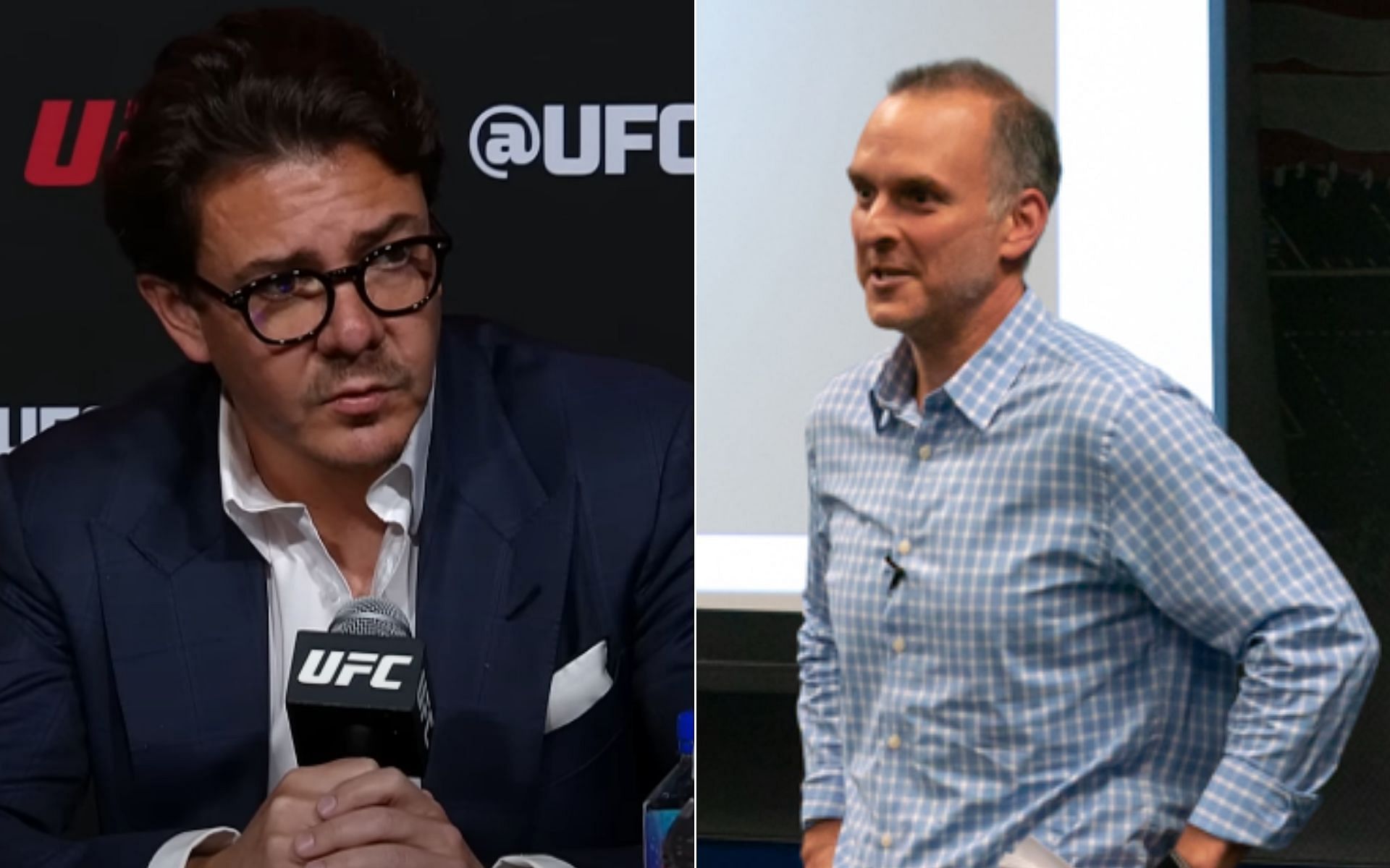 Hunter Campbell [Left], and USADA CEO Travis Tygart [Right] [Photo credit: UFC - YouTube, and @usantidoping - X]