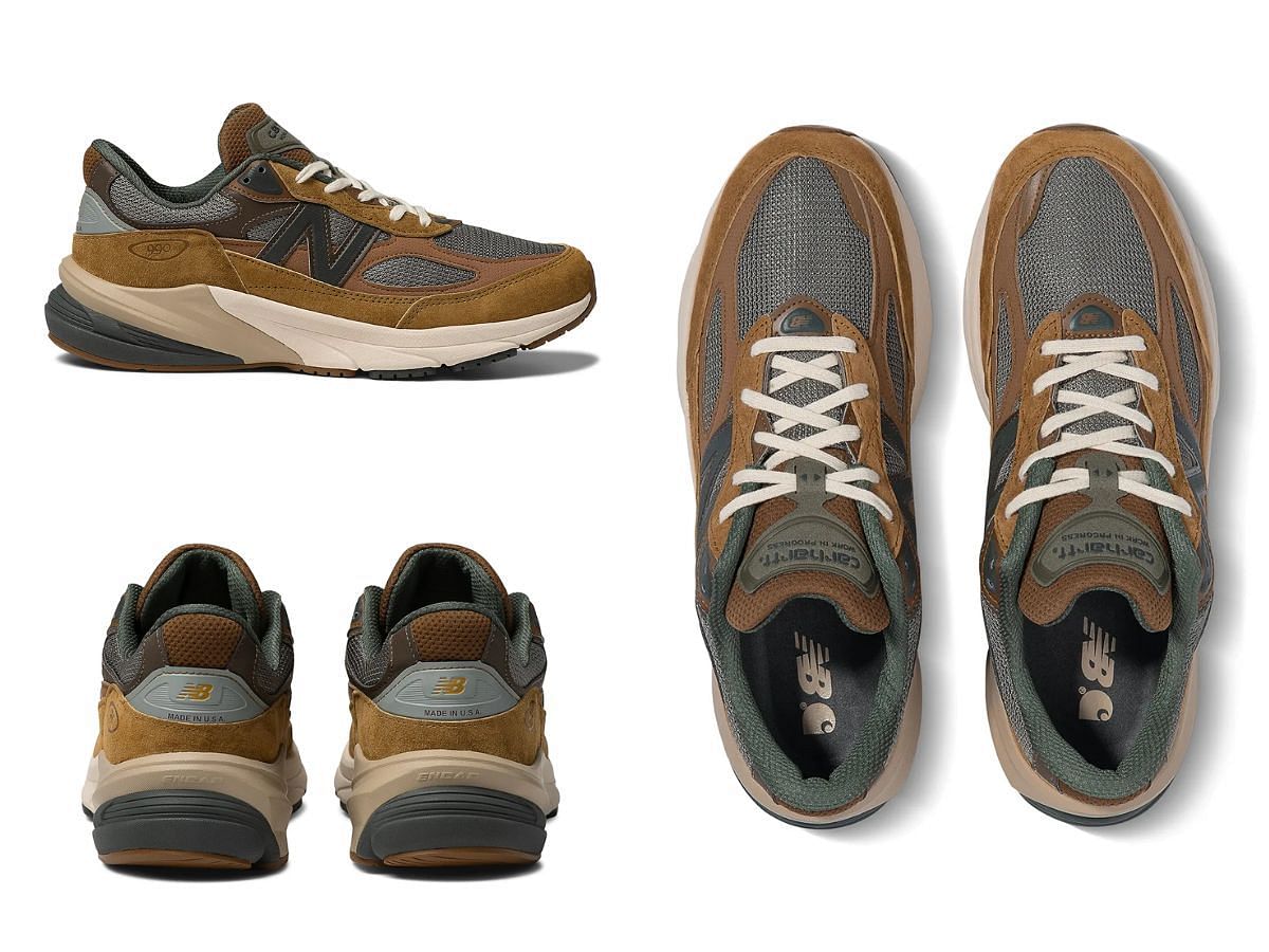 Overview of Carhartt WIP x New Balance 990v6 sneakers (Image via Sneaker News)