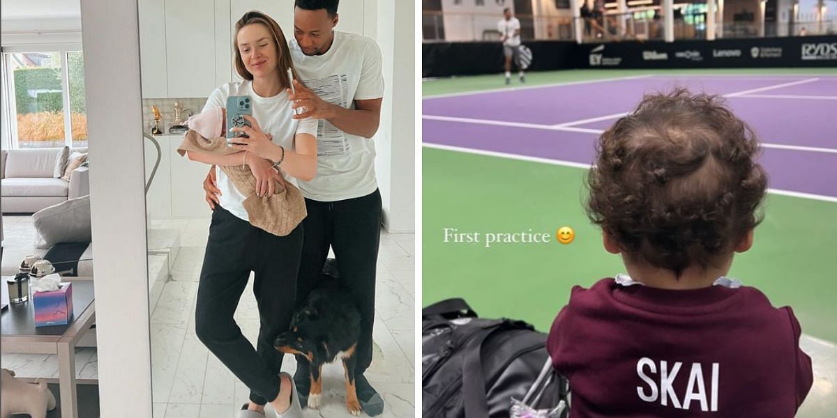 Elina Svitolina with her husband Gael Monfils and daughter Skai. 