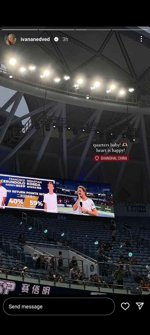 Ivana Nedved shares a pictures of Sebastian Korda in Shanghai