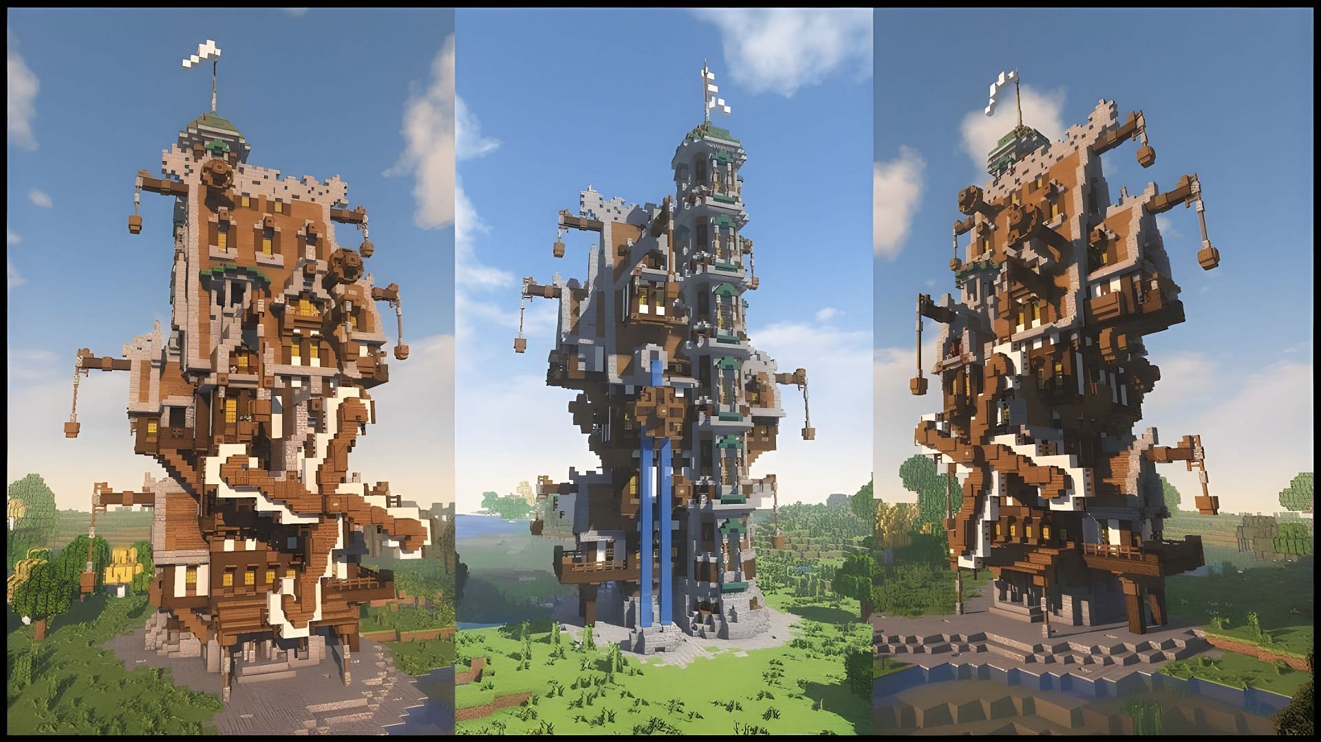 Steampunk houses are some of the most unique and stunning builds in Minecraft (Image via Youtube/TheMythicalSausage)
