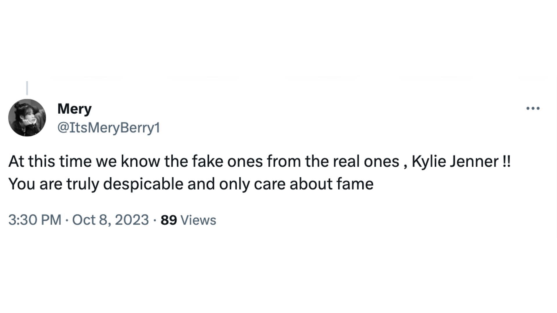 People are calling Kylie out (Image via X/@ItsMeryBerry1)