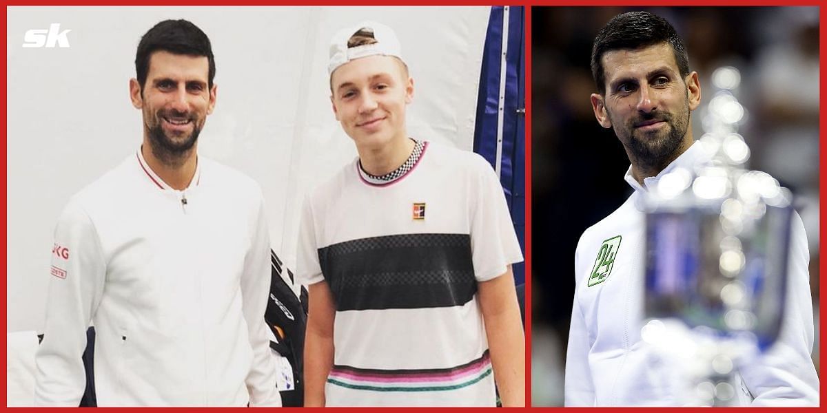 Novak Djokovic and fellow Serb Hamad Medjedovic.