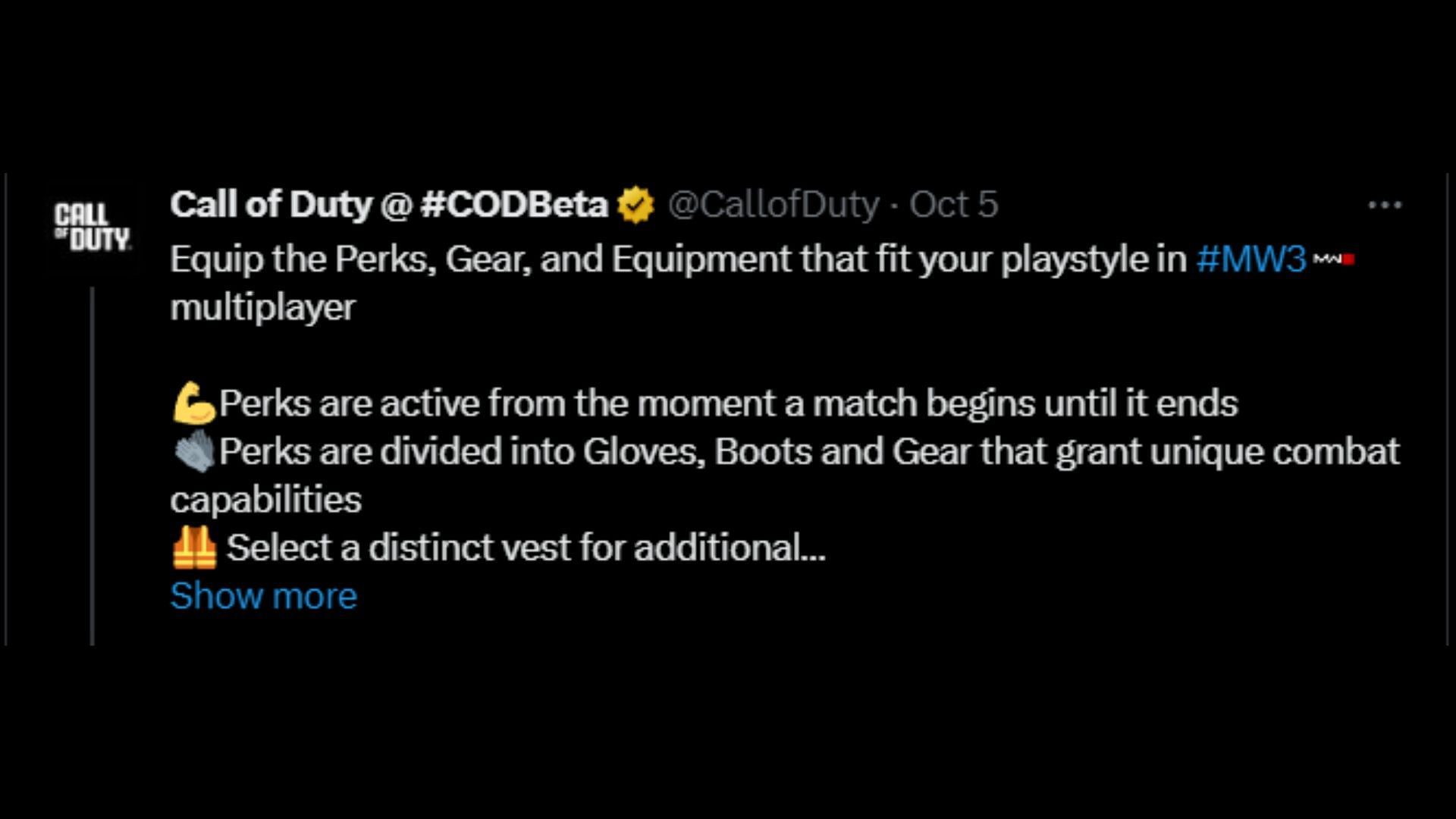 Post from official Call of Duty X account (Image via x.com/CallofDuty)
