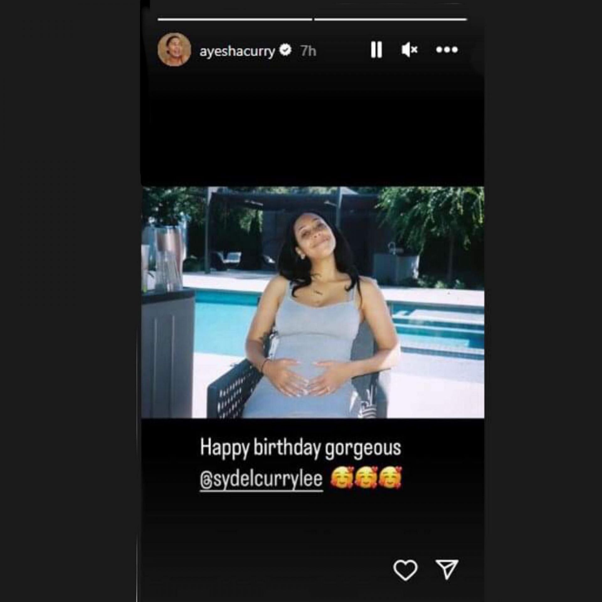 Screenshot of Ayesha Curry&#039;s Instagram greeting to her sister-in-law Sydel Lee