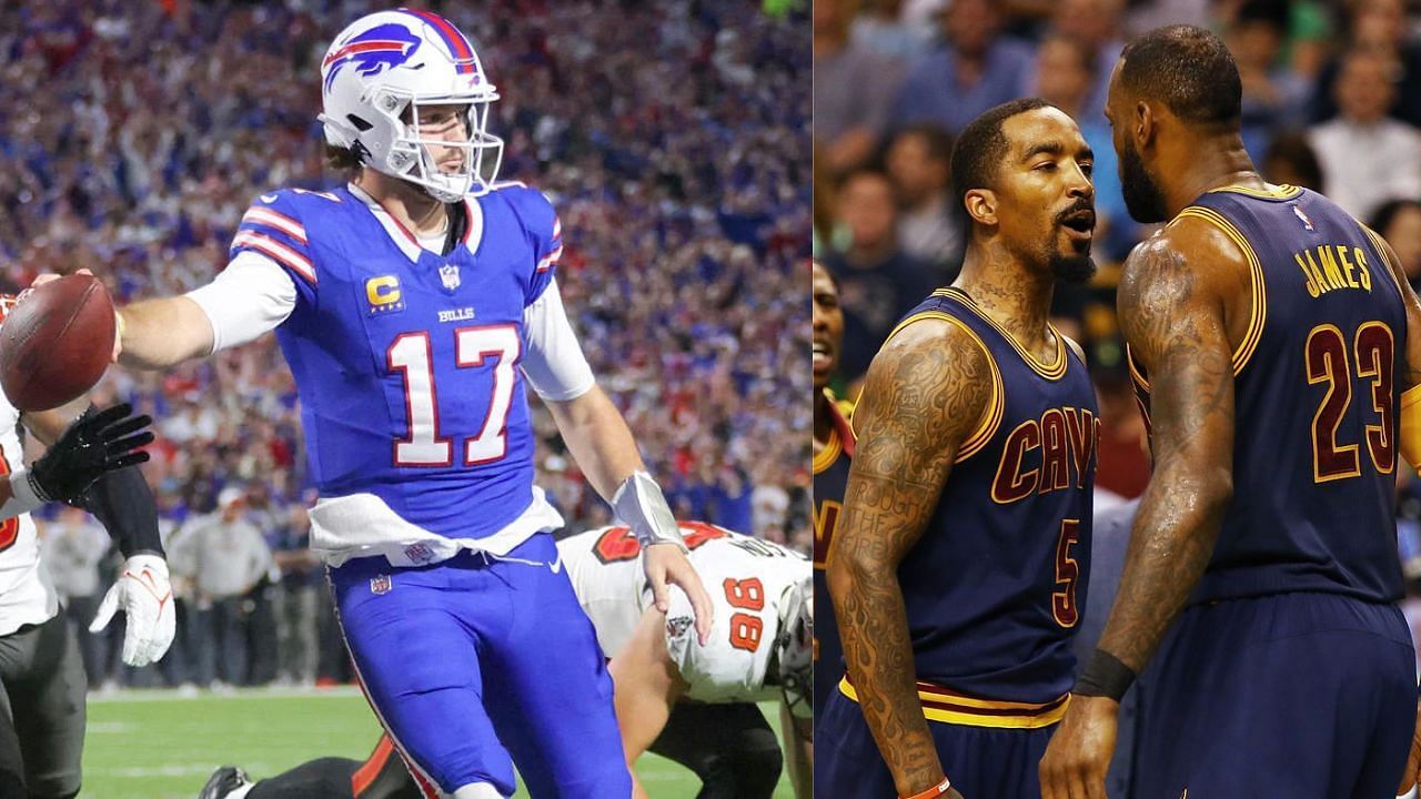 After calling out “LeBron James,” Bills quarterback Josh Allen went into the bag and pulled out “J.R. Smith” against James.bucs