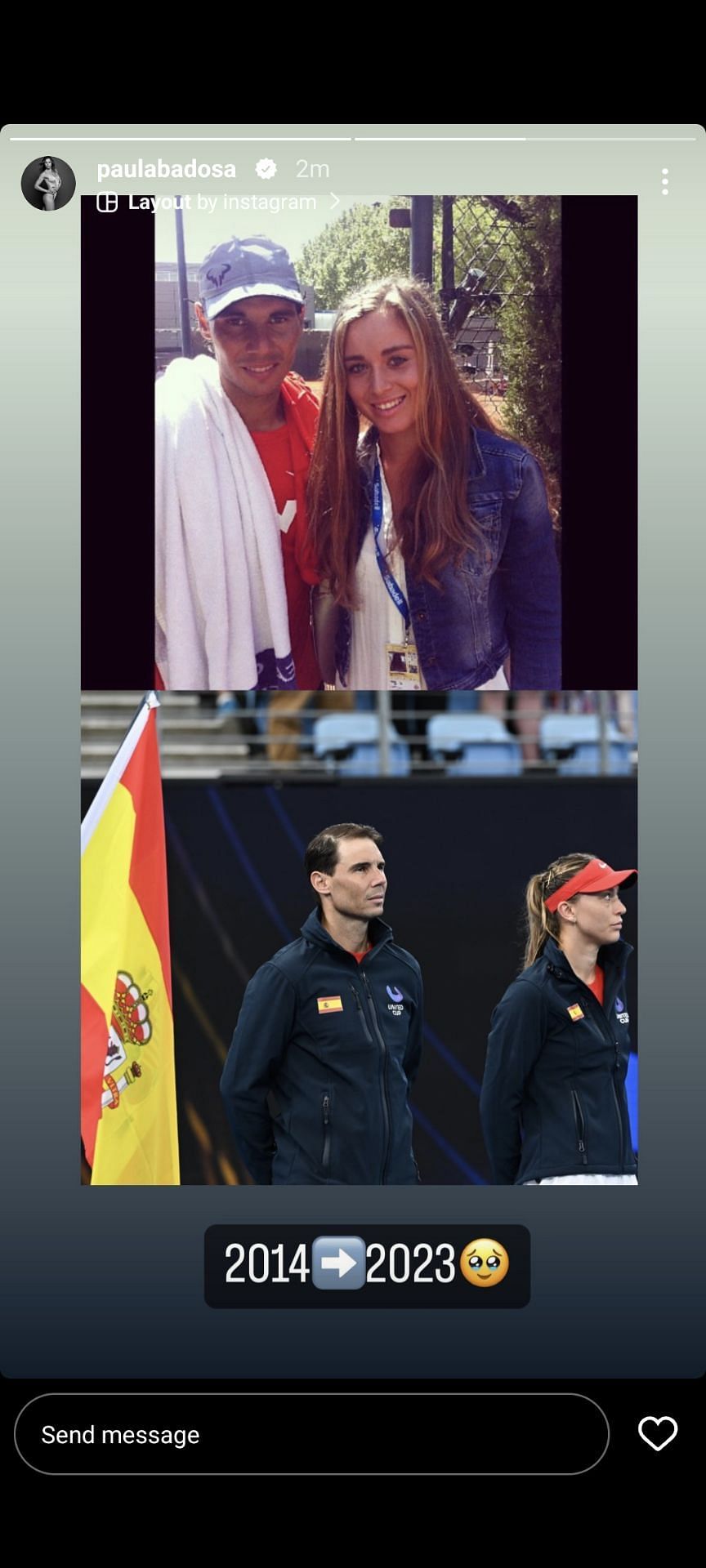 Paula Badosa shares a visual on her Instagram with Rafael Nadal