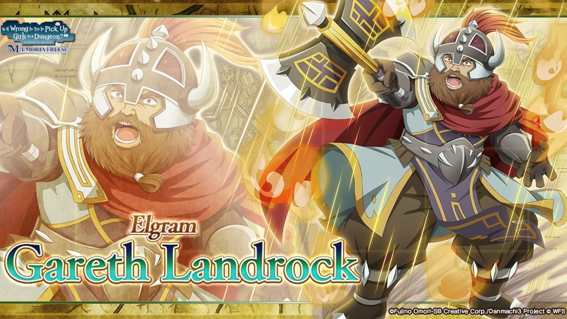 (Elgram) Gareth Landrock in DanMachi Battle Chronicle. (Image via Aimming Inc.)