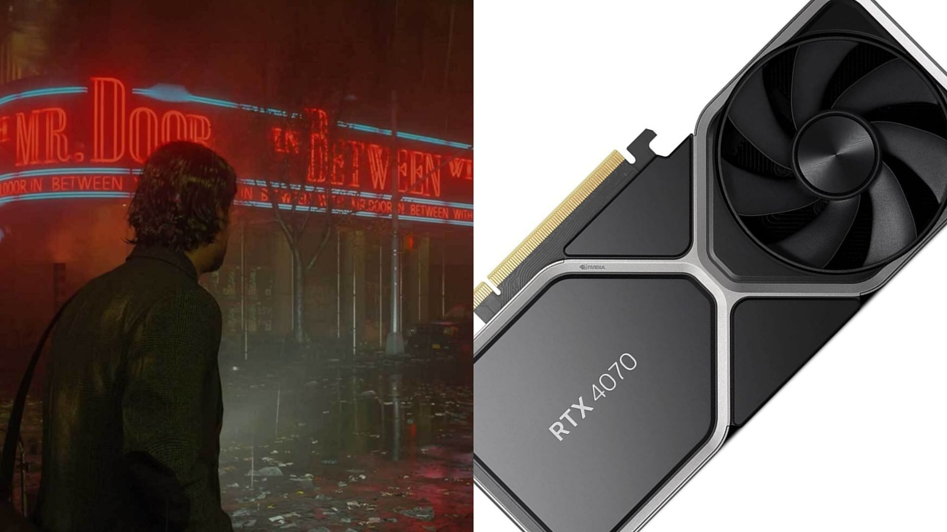 The Nvidia RTX 4070 and 4070 Ti can handle Alan Wake 2 comfortably at 1440p (Image via Nvidia and Remedy Entertainment)