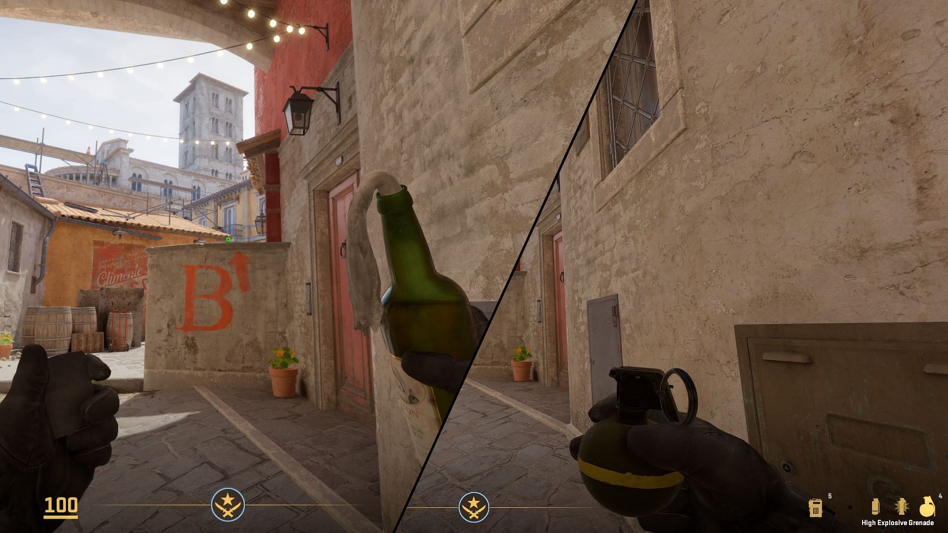 Grenade/ Molotov on Sandbags (Image via Counter-Strike 2)