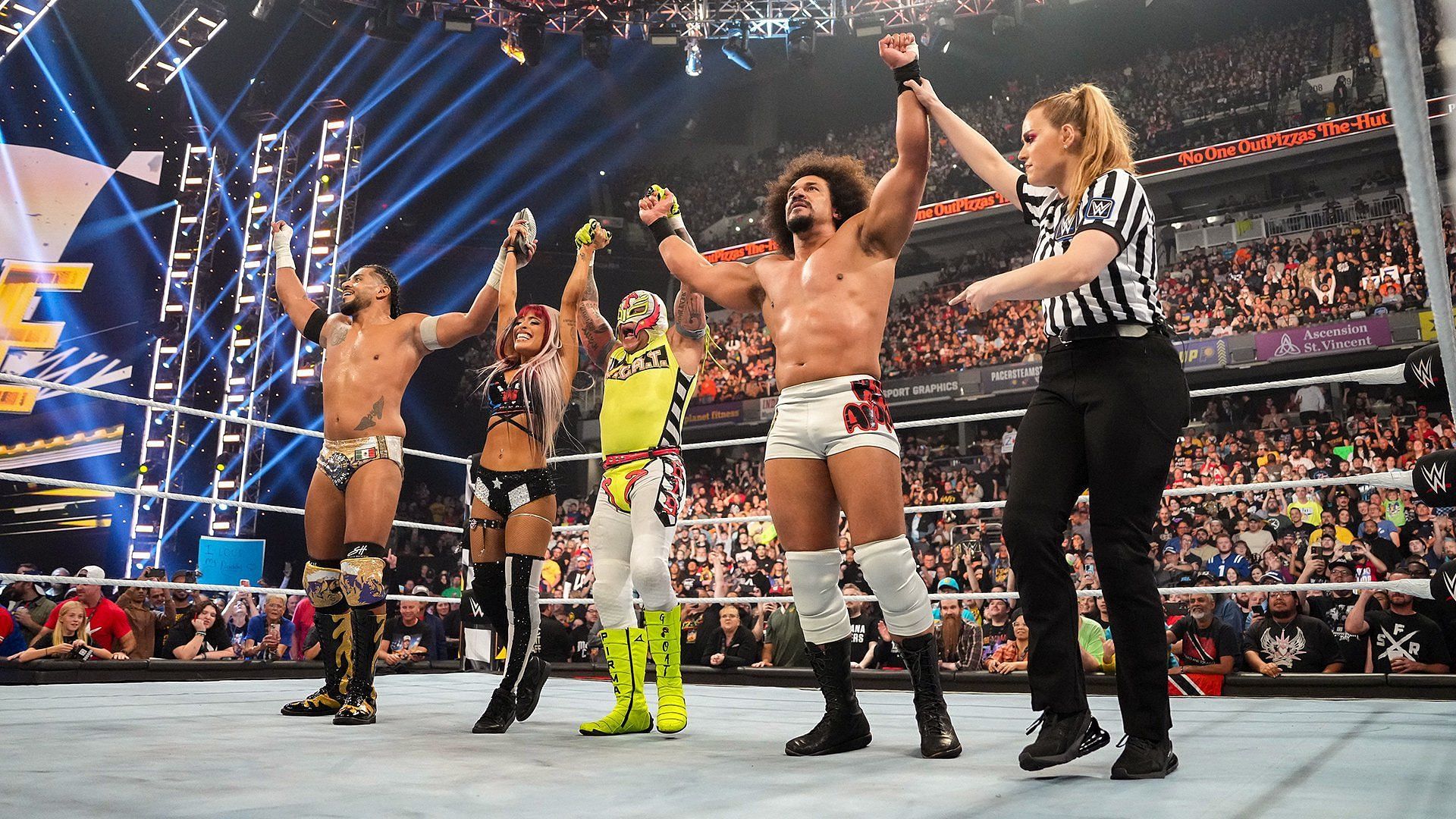 Carlito (second from right) and the Latino World Order (left)