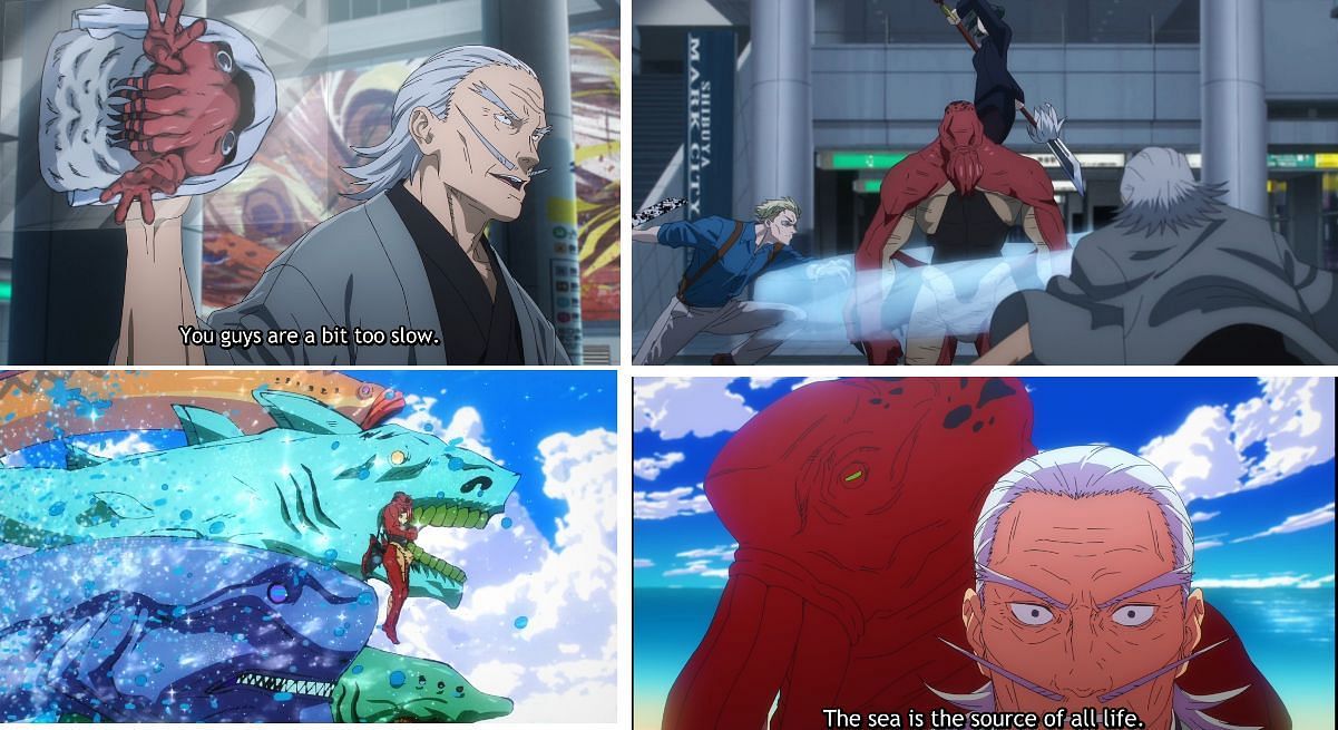 Team Zenin vs. Dagon in Jujutsu Kaisen season 2, episode 14 (Image via Sportskeeda)