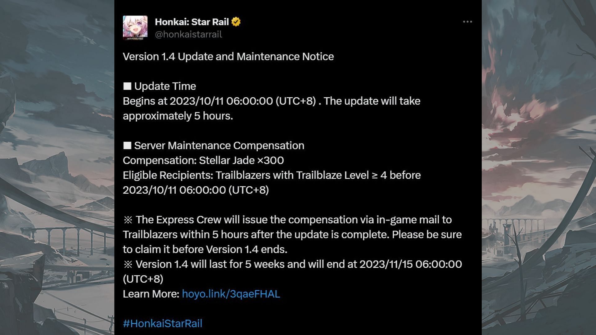 Honkai Star Rail 1.4 maintenance time and server downtime - VideoGamer