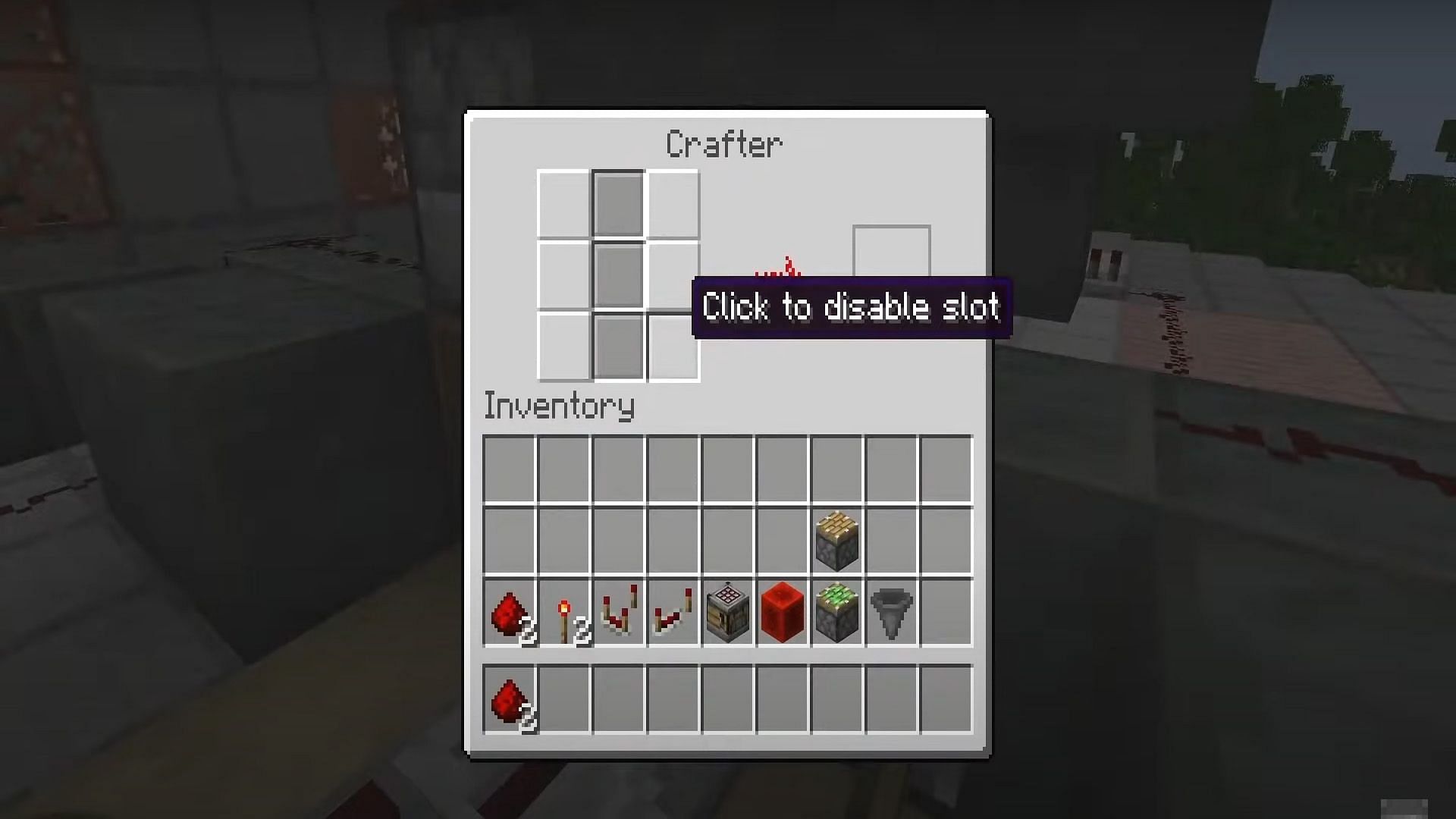The 3X3 grid of slots can be enabled or disabled. (Image via Mojang)
