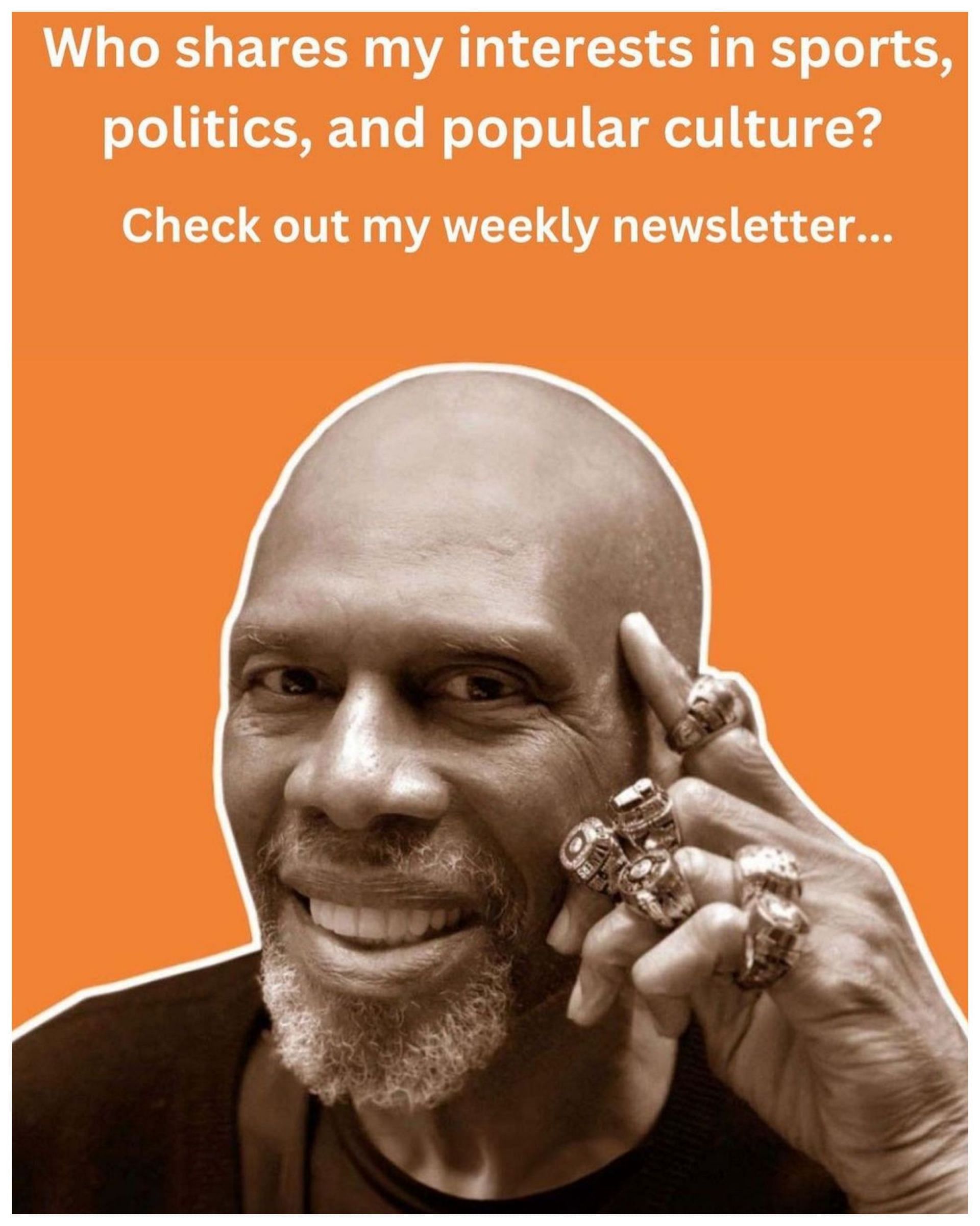 Kareem Abdul-Jabbar shares a link to his newsletter on X (via Instagram)