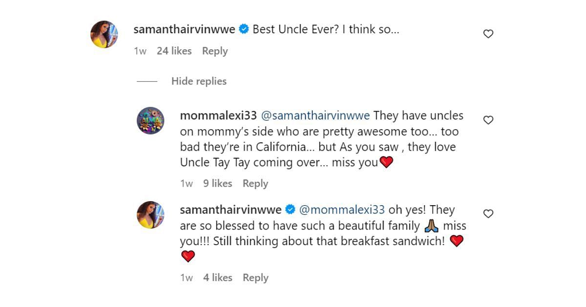 Samantha Irvin&#039;s heartwarming comments.